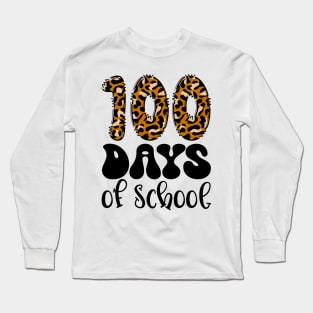 100 days of school Cheetah Print Long Sleeve T-Shirt